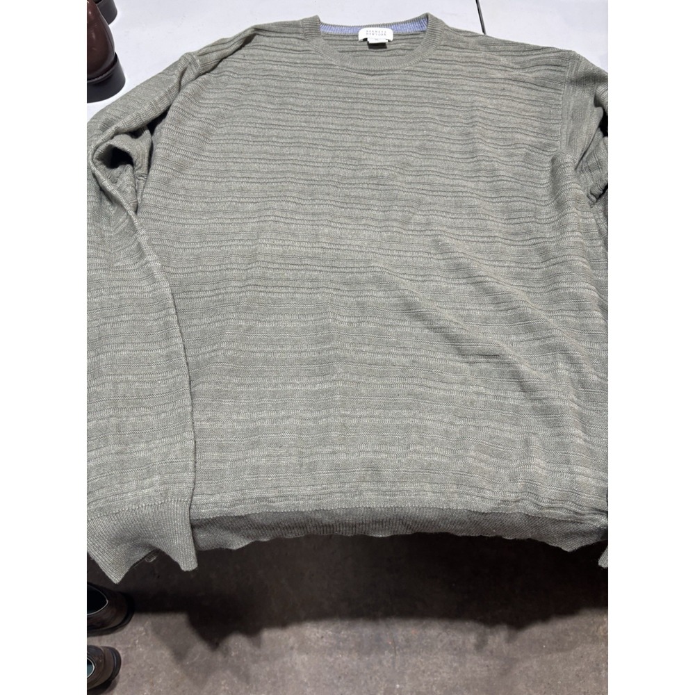 Vintage 90's Barneys New York Mens Green Waffle-knit Cotton Blend Size XL‎